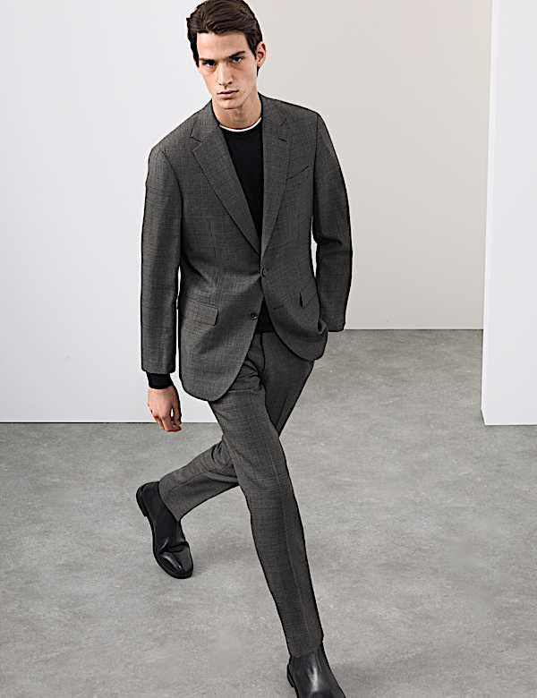 Tailored Fit Pure Wool Puppytooth Suit - DK