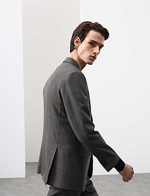 Tailored Fit Pure Wool Puppytooth Suit - DK