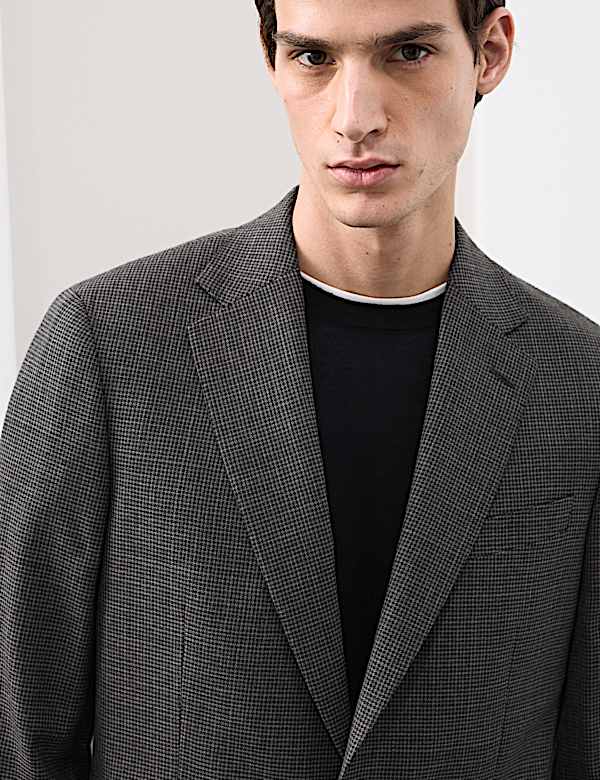 Tailored Fit Pure Wool Puppytooth Suit - DK