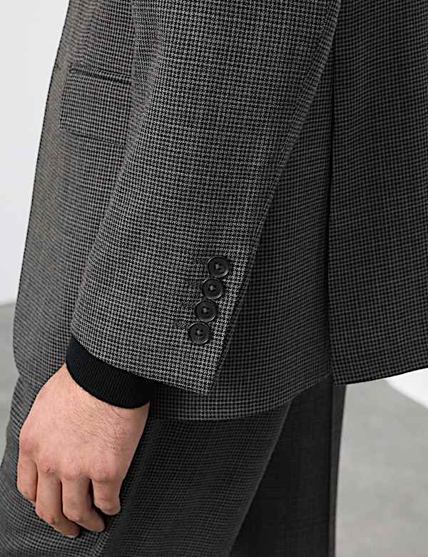 Tailored Fit Pure Wool Puppytooth Suit - DK