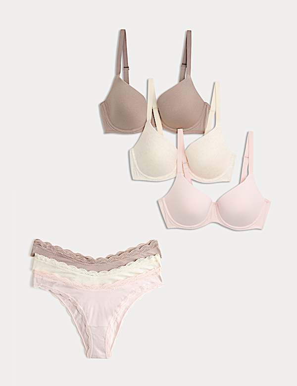 3pk Wired Full Cup T-Shirt Bras Set A-E - CZ