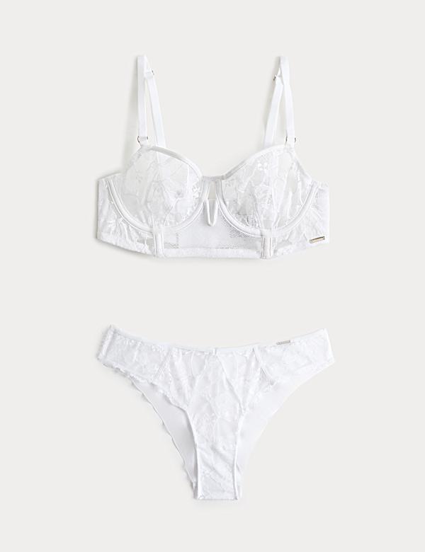 Savannah Lace Wired Longline Balcony Bra Set A-E - CA