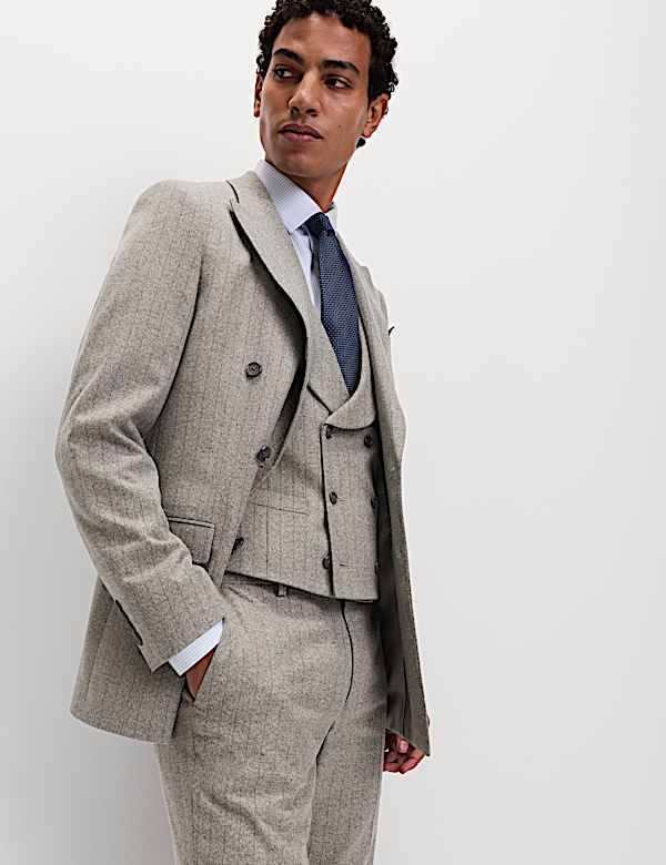 Slim Fit Pinstripe Double Breasted Suit - FR
