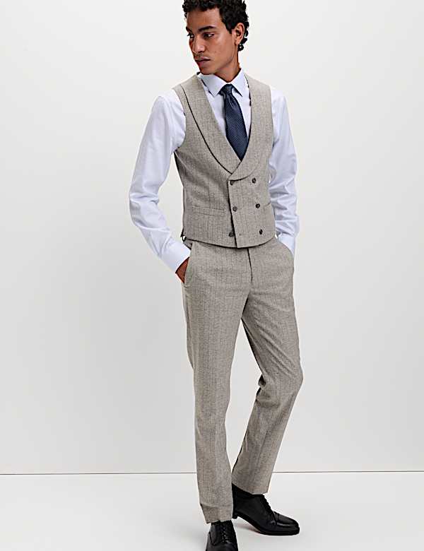 Slim Fit Pinstripe Double Breasted Suit - HU