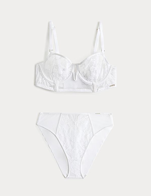 Savannah Lace Wired Longline Balcony Bra Set A-E - CA