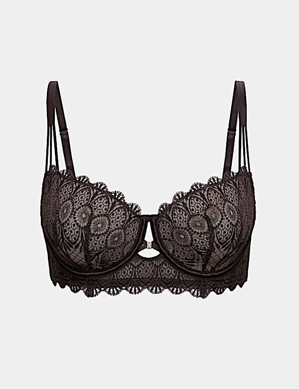 Milan Embroidered Lace Wired Balcony Bra Set - CA