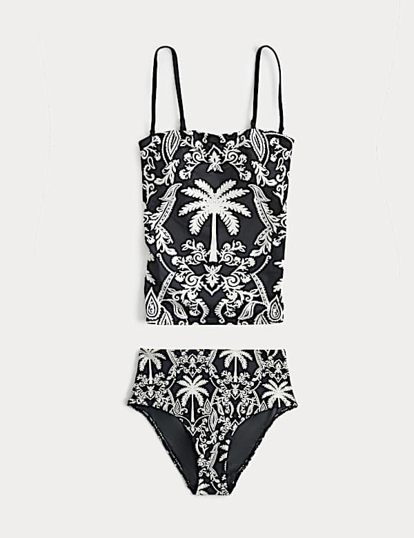 Tummy Control Printed Bandeau Tankini Set - FR