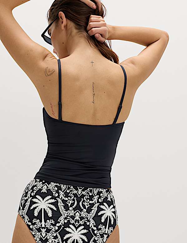 Tummy Control Printed Bandeau Tankini Set - FR