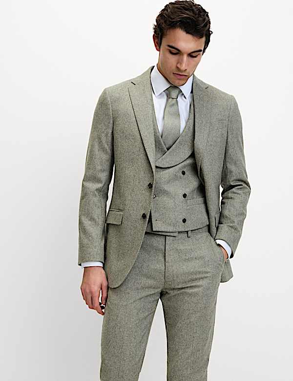 Tailored Fit Wool Rich Tweed Suit  - GR
