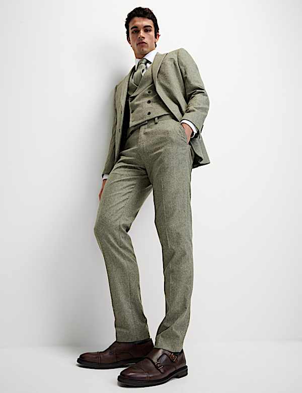 Tailored Fit Wool Rich Tweed Suit  - GR