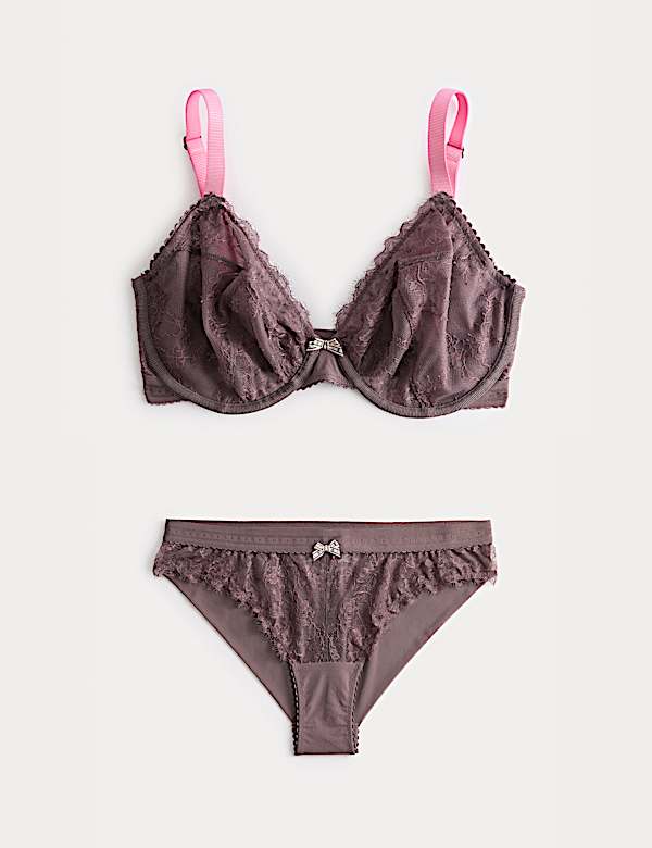 Soutien-gorge plongeant Anna en dentelle &agrave; armatures, bonnets F &agrave; H - FR