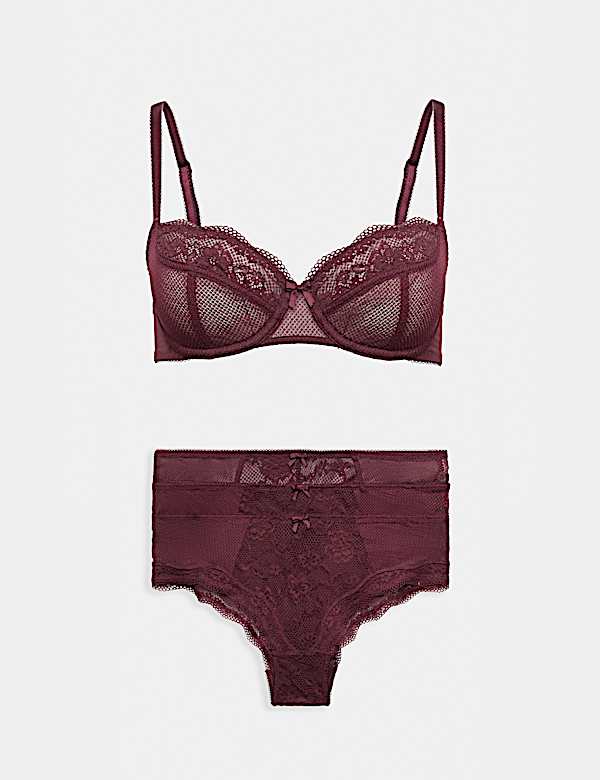 Jasmine Lace Wired Balcony Bra Set A-E - FI