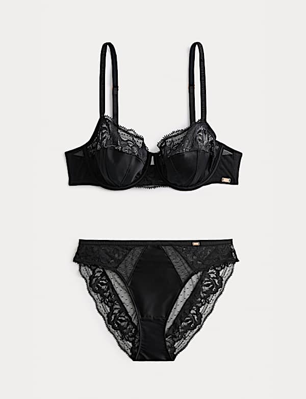 Silk & Lace Wired Balcony Bra Set - ID