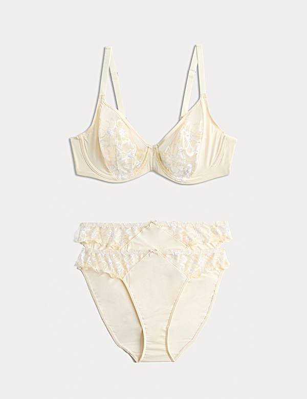 Embrace Embroidered Wired Full Cup Bra Set A-E - KG
