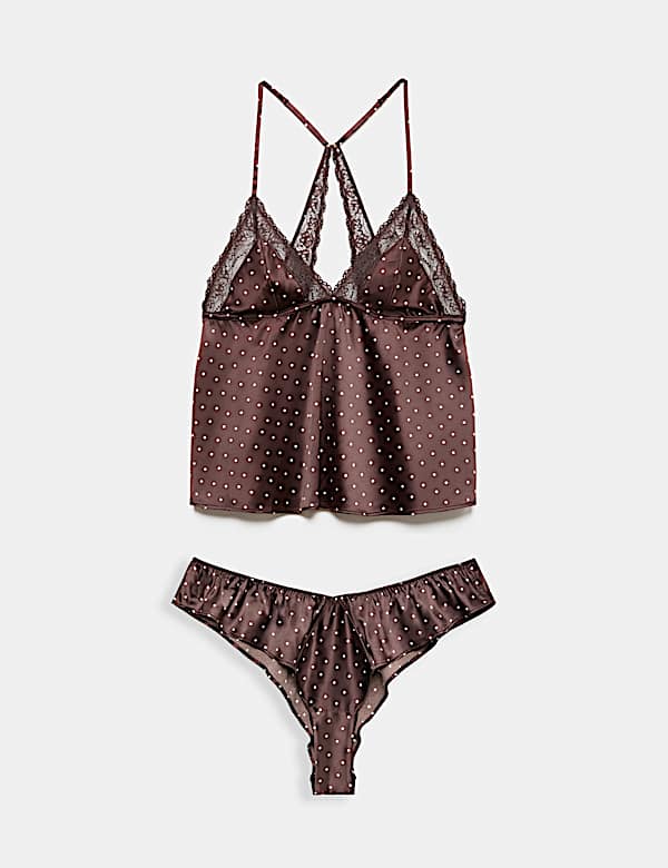 Satin Spot Lace Cami Set - US