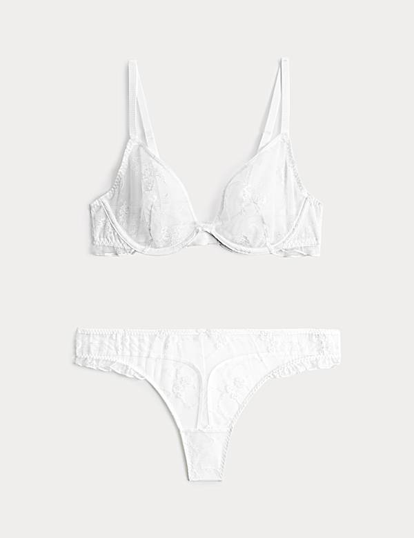 Helena Embroidered Wired Plunge Bra Set A-E - MX