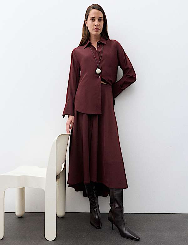 Silk Shirt & Skirt Set