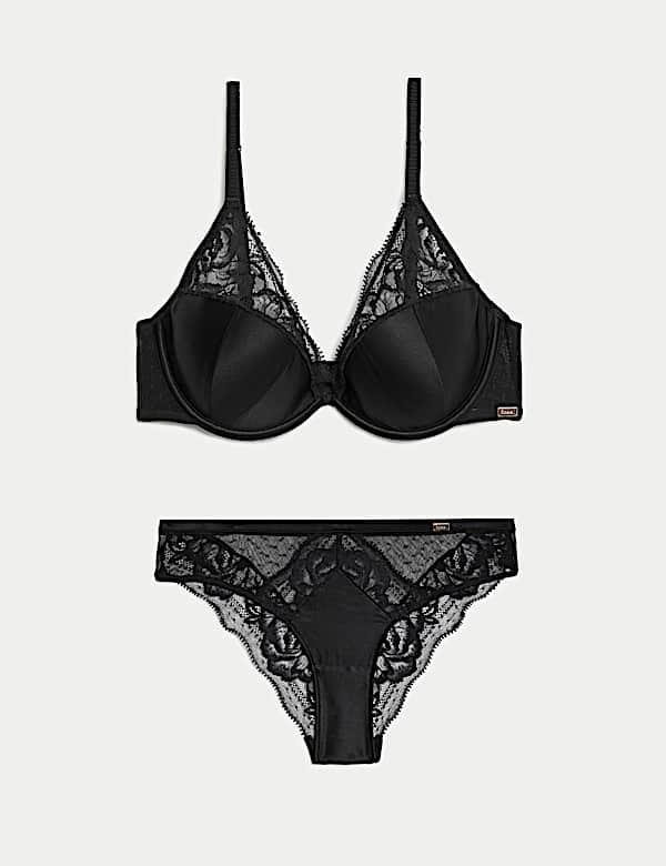 Beau Silk & Lace Wired Plunge Bra Set A-E - IL