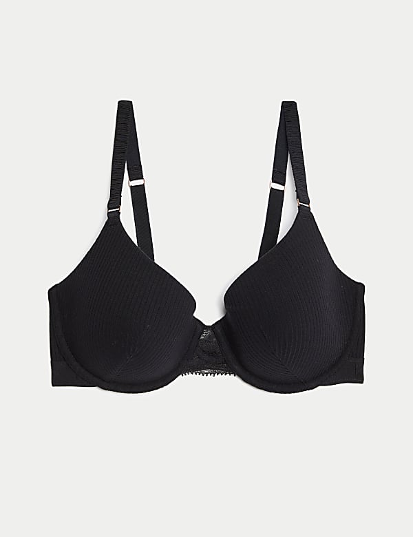 Rib & Lace Wired Full Cup Lounge Bra Set A-E - NL