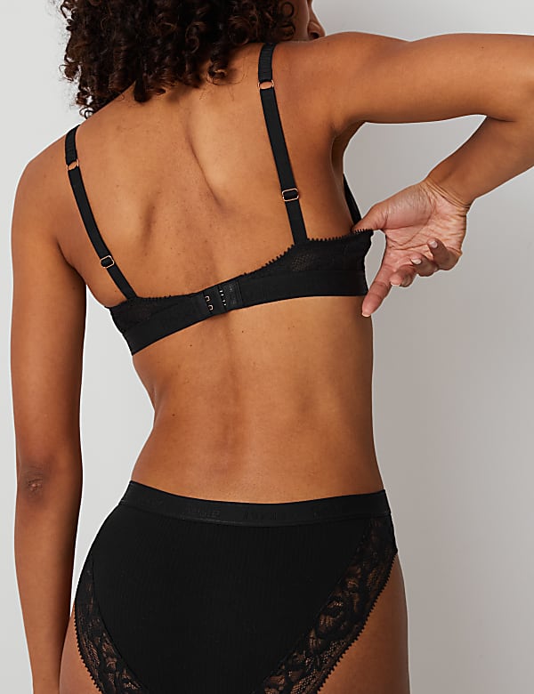 Rib & Lace Wired Full Cup Lounge Bra Set A-E - NL