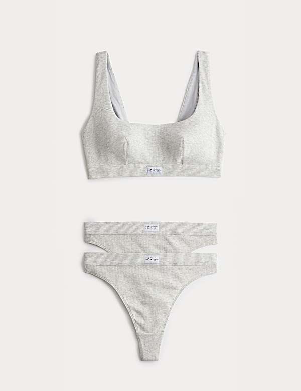 Juni Cotton Rib Non Wired Crop Top Set A-E - AT