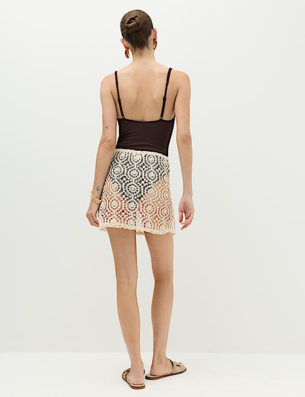 Open Textured Sleeveless Beach Top & Skirt Set - AU