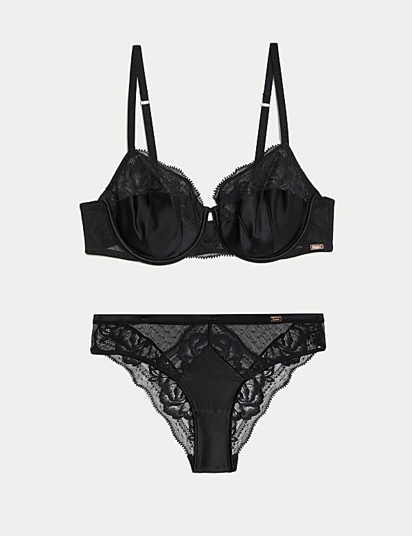 Silk & Lace Wired Balcony Bra Set - BN
