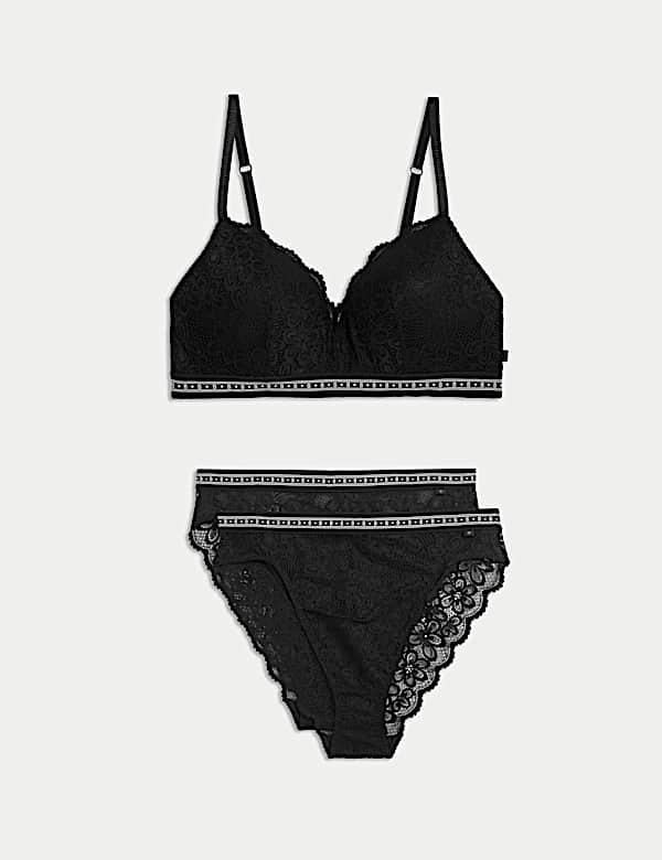 Set Bra Push Up Tanpa Kawat Renda Cleo A-E - ID