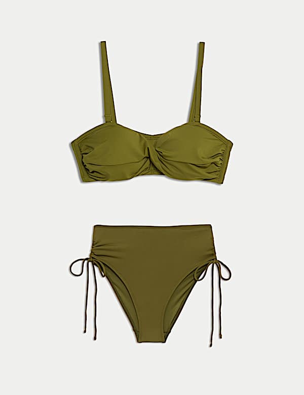 Padded Twist Front Bandeau Bikini Set - AL