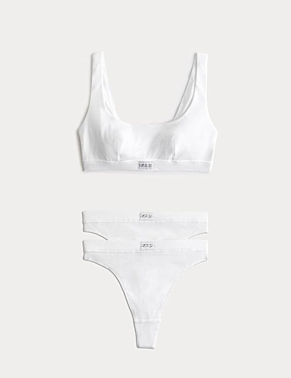 Juni Cotton Rib Non Wired Crop Top Set A-E - US