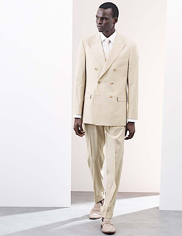 Tailleur coupe croisée et ajustée en lin mélangé italien Performance  - CA