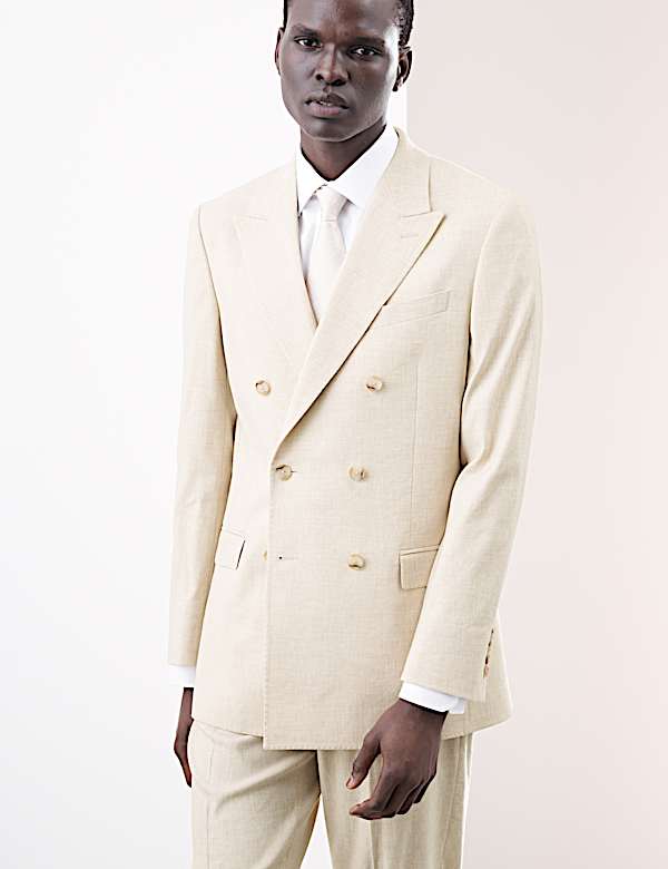 Tailleur coupe croisée et ajustée en lin mélangé italien Performance  - CA