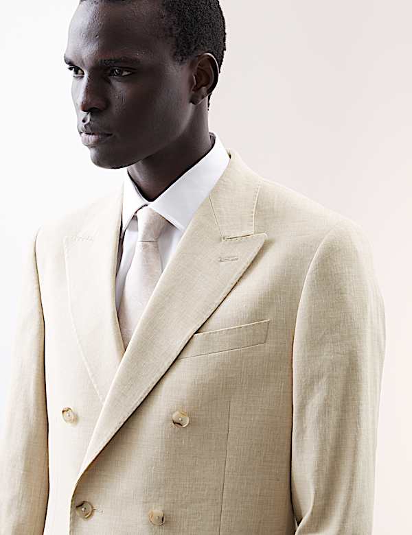 Tailleur coupe croisée et ajustée en lin mélangé italien Performance  - CA