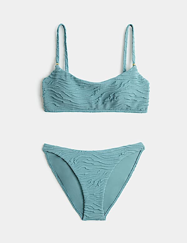 Textured Padded Strap Detail Scoop Neck Bikini Set - VN