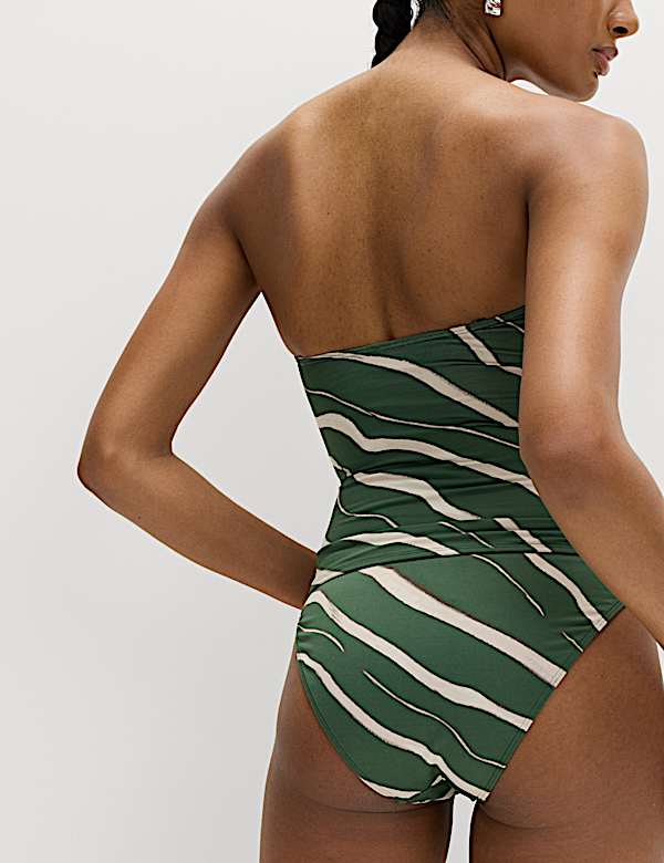 Tummy Control Printed Ruched Tankini Set - AT