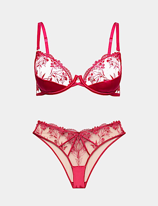 Alessia Embroidery Wired Balcony Bra Set A-E - IL