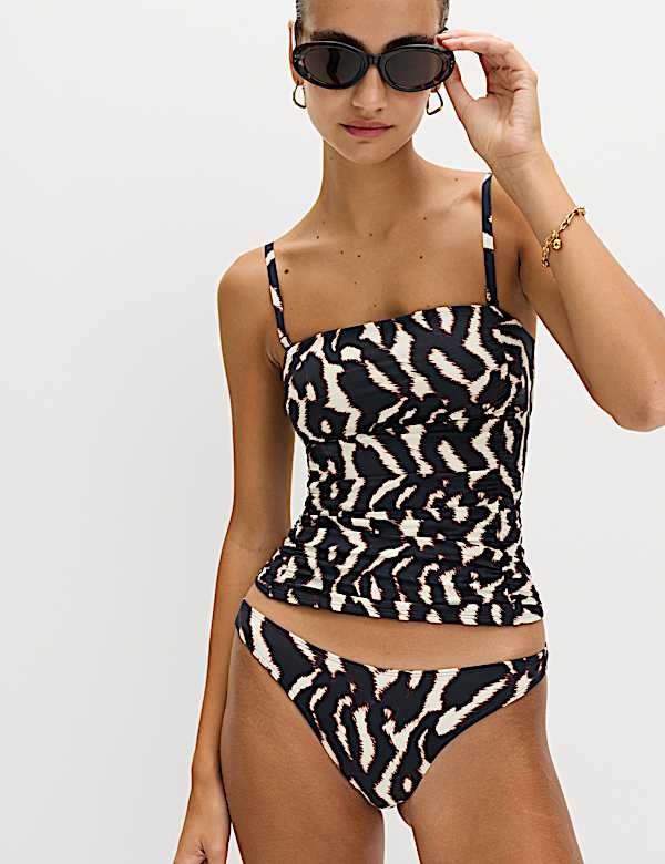 Tummy Control Printed Ruched Tankini Set