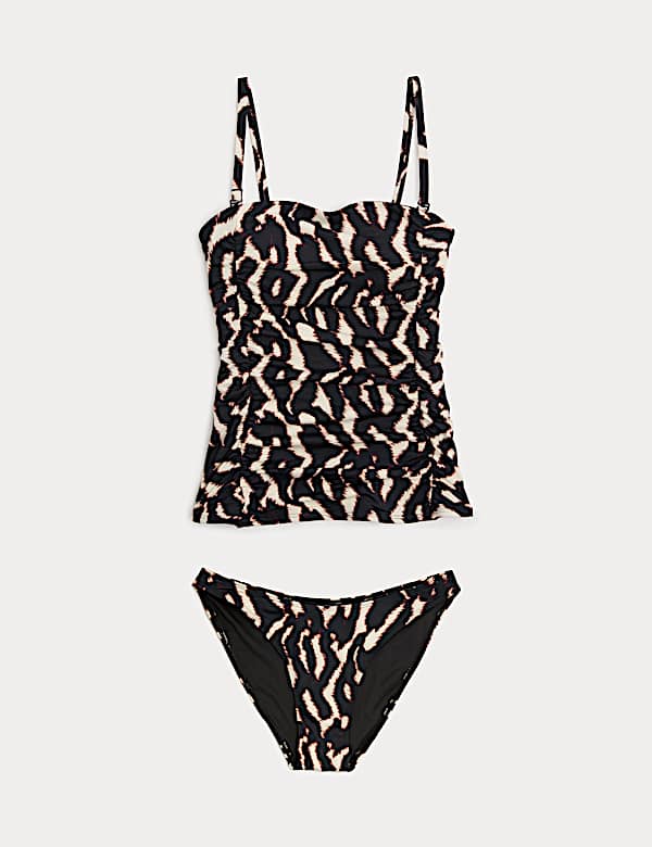 Tummy Control Printed Ruched Tankini Set - CZ