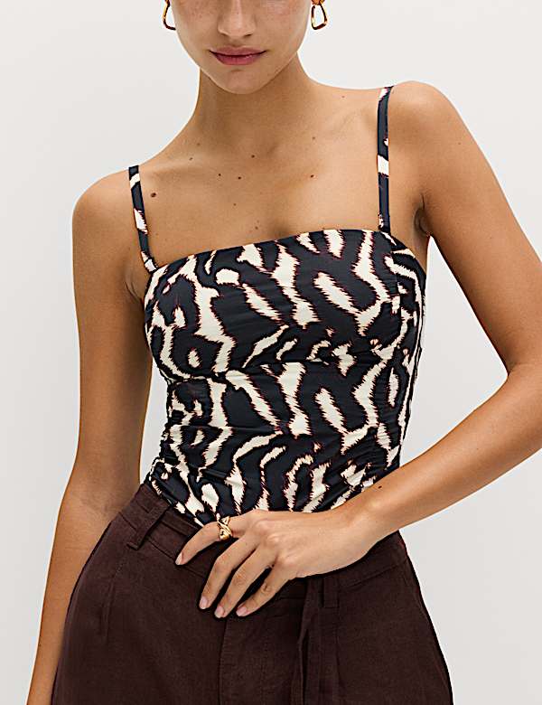 Tummy Control Printed Ruched Tankini Set - CZ