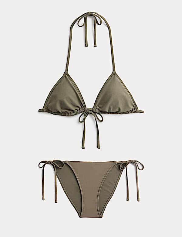 Padded Halterneck Triangle Bikini Set - EE