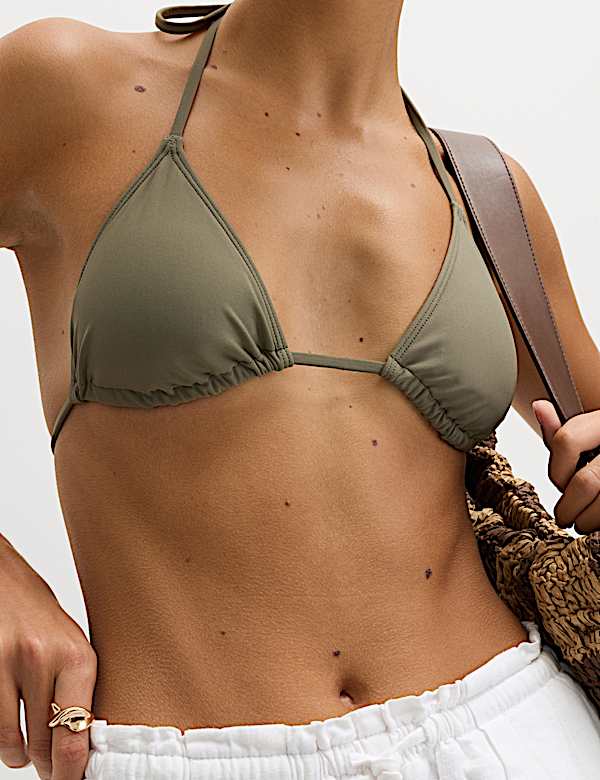 Padded Halterneck Triangle Bikini Set - EE