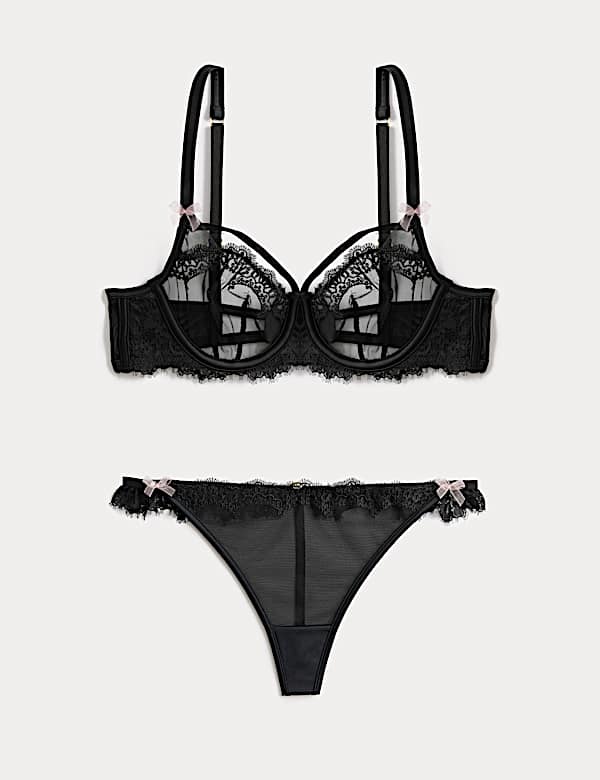 Magda Embroidery Wired Balcony Bra Set A-E - DK