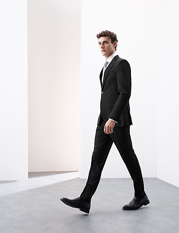Slim Fit Wool Blend Stretch Suit - ID