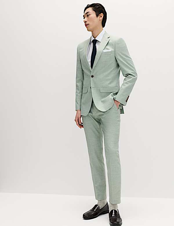 2 Piece Slim Fit Textured Stretch Suit - JE