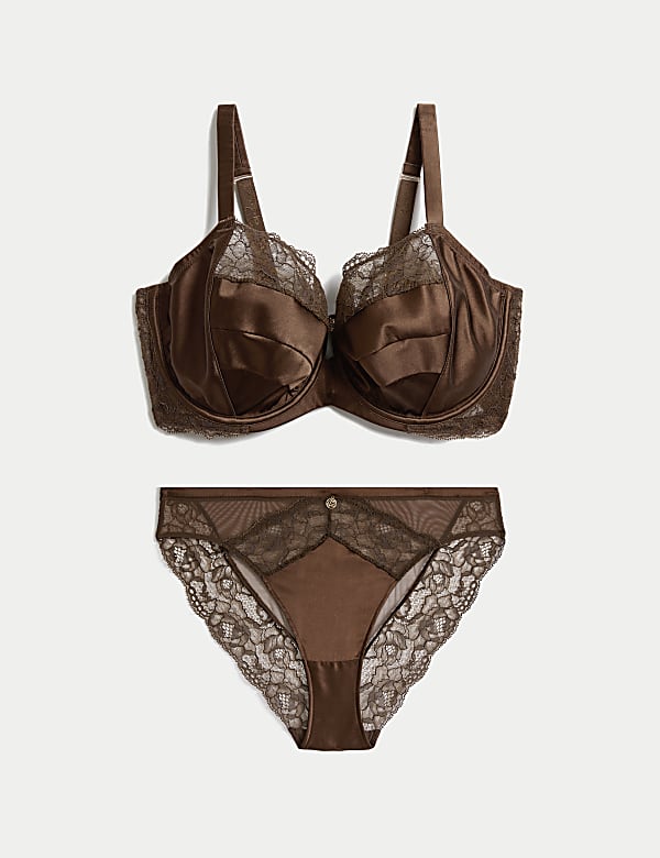 Silk & Lace Wired Balcony Bra Set F-H - CA