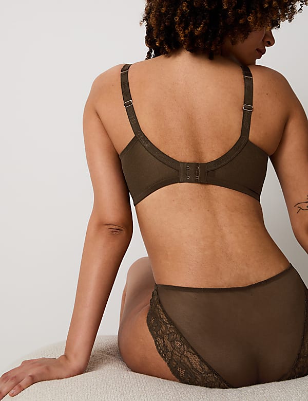 Silk & Lace Wired Balcony Bra Set F-H - CA