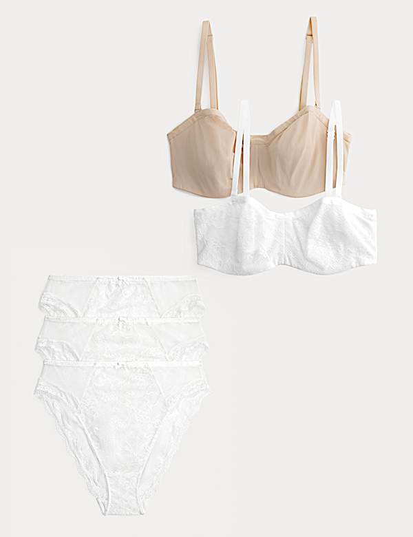 2 Pack Jasmine Lace Wired Strapless Bra Set (A-E) - GR