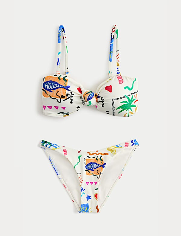 Printed Padded Bandeau Bikini Set - JE