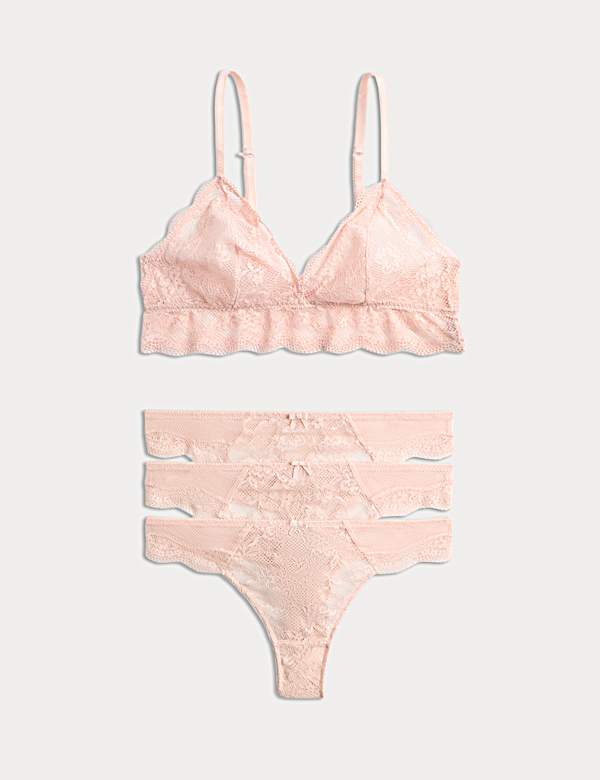 Jasmine Lace Non Wired Longline Bralette Set A-E - SE