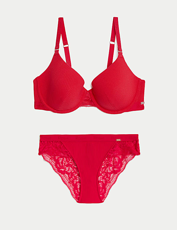 Rib & Lace Wired Full Cup Lounge Bra Sett A-E - BN